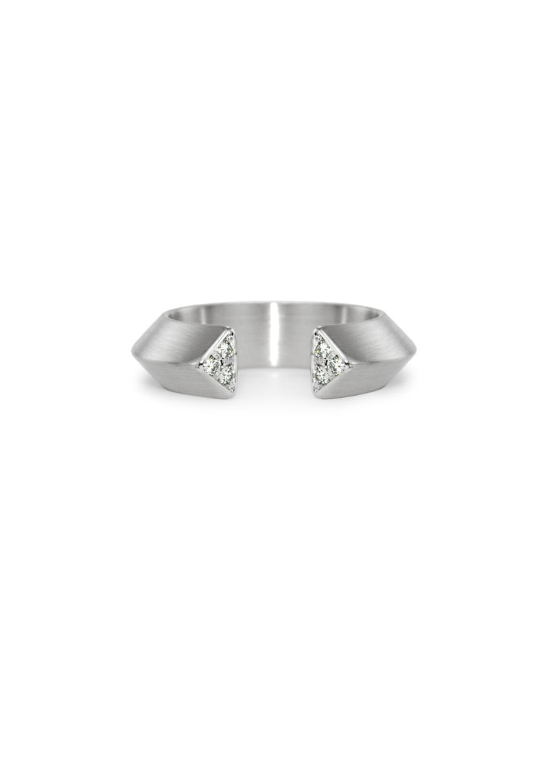 Slice large silver triangle ring